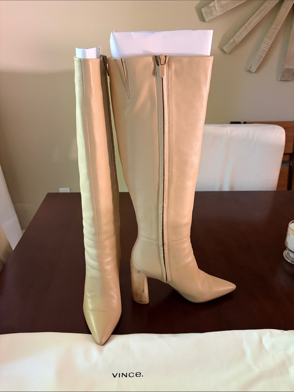 Vince Pilar Macadamia Le Pointed-Toe Leather Boots